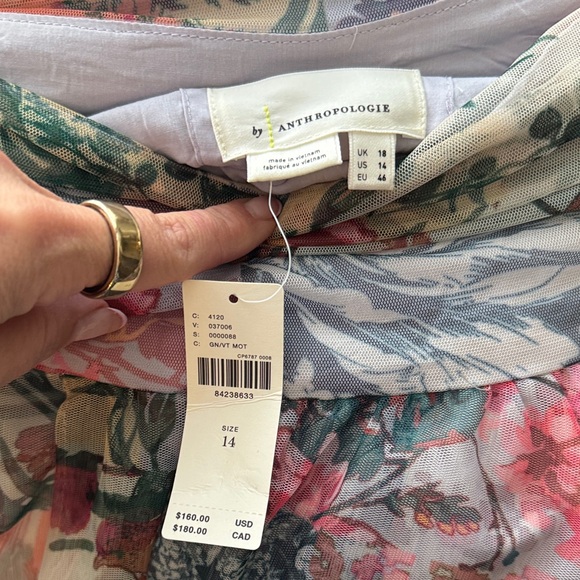 Anthropologie Asymmetrical Floral Skirt - Pink and Cream - Picture 6 of 6